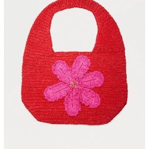Fashion Nova Red Bag with Pink Floral Accent
